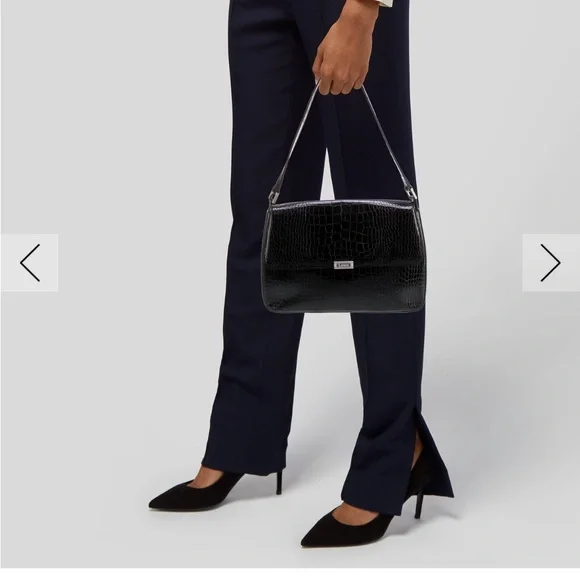 Ralph Lauren Black Crocodile-Embossed Crossbody Bag